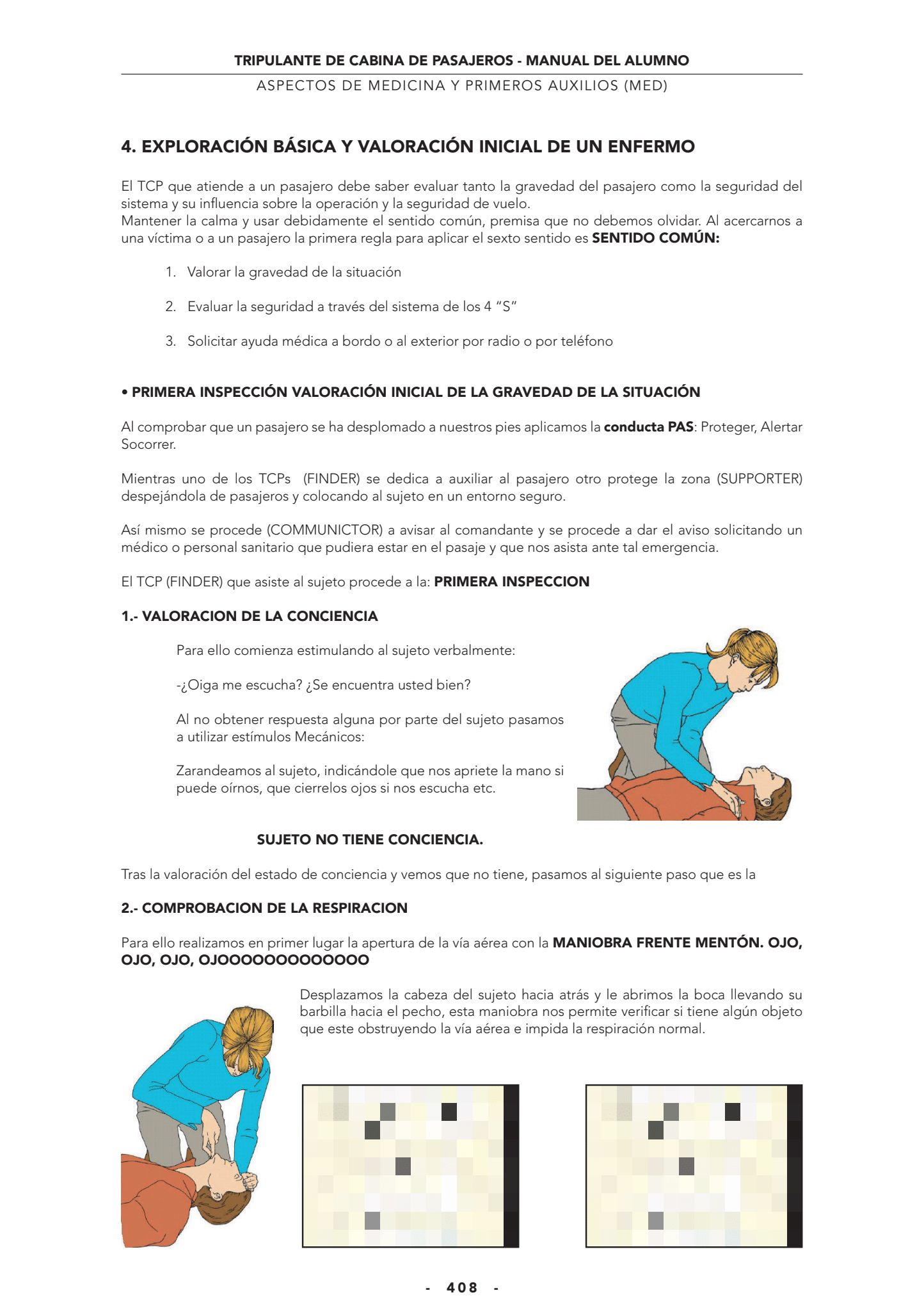 Manual TCP: valoración inicial de conciencia y respiración